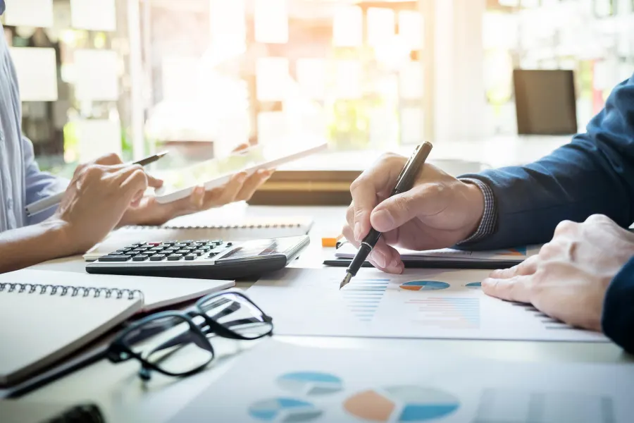Accountant reviewing tax figures at a desk